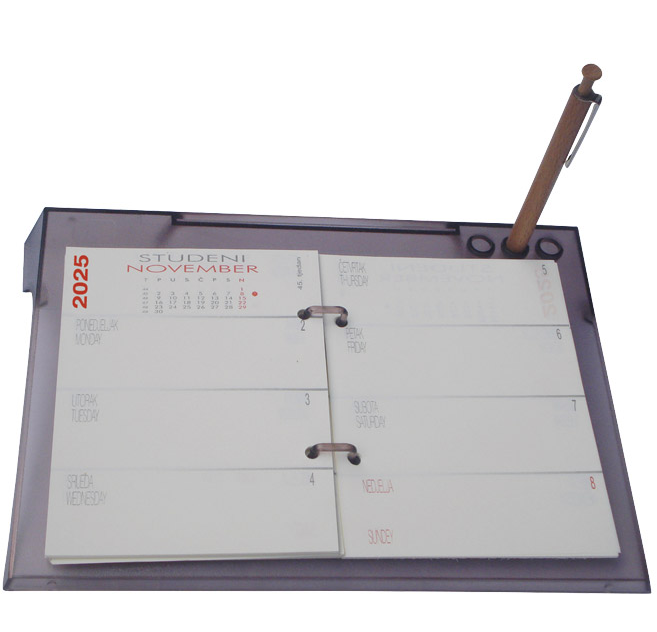 37878 Kalendar stolni PLEXI komplet ( stalak+uložak tjedni 2026 )