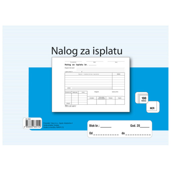Obrazac NALOG ZA ISPLATU NI/NCR