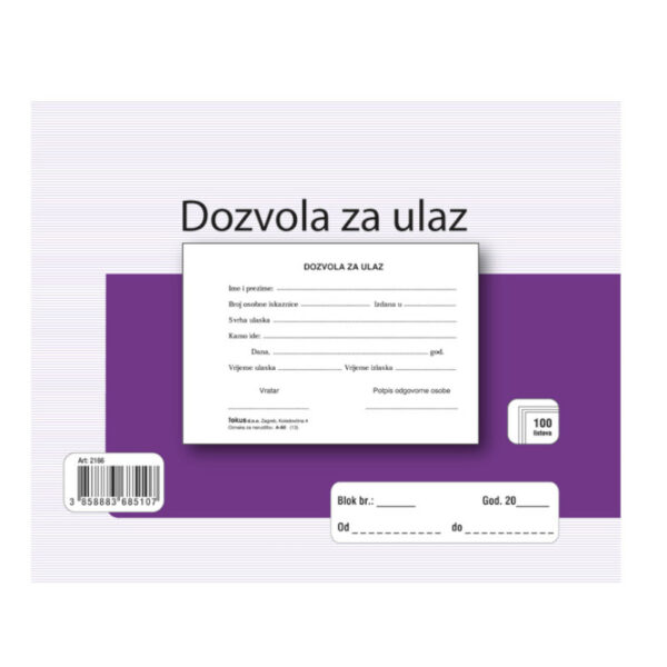 Obrazac DOZVOLA ZA ULAZ I-60